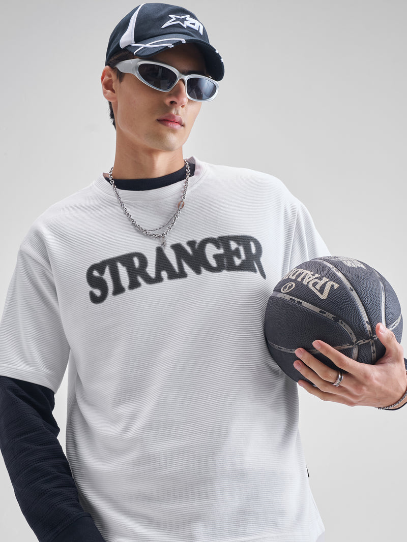 Highlander Men White Printed Round Neck Oversized Fit T-Shirt - White - Image 1