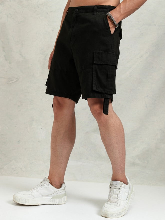 Highlander Men Black Regular Fit Cargo Shorts - Black - Image 4