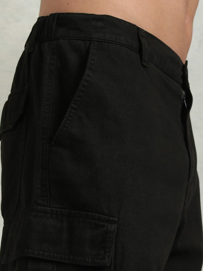 Highlander Men Black Regular Fit Cargo Shorts - Black - Image 5