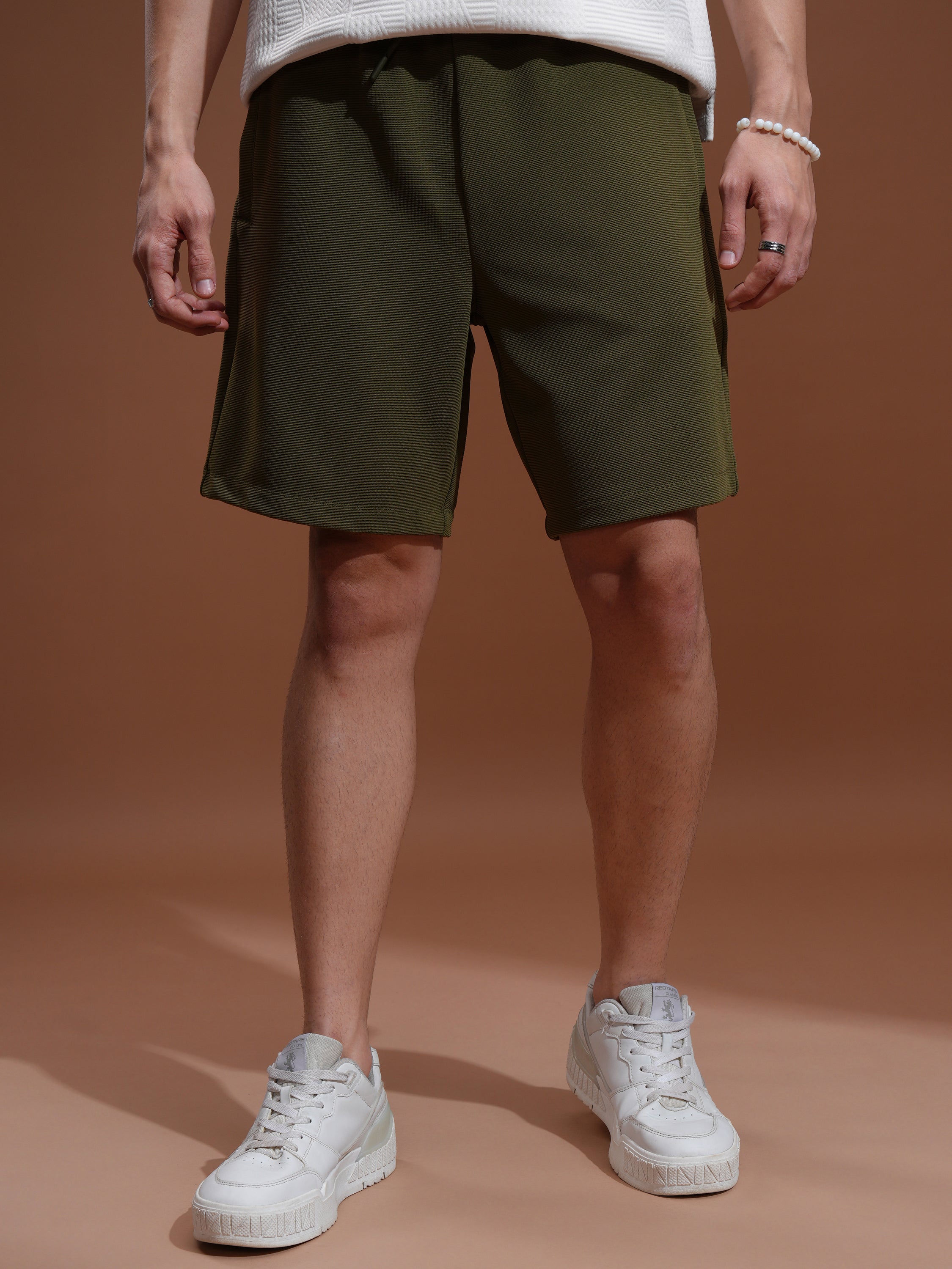 Highlander Men Olive Loose Fit Shorts - Olive - Image 1