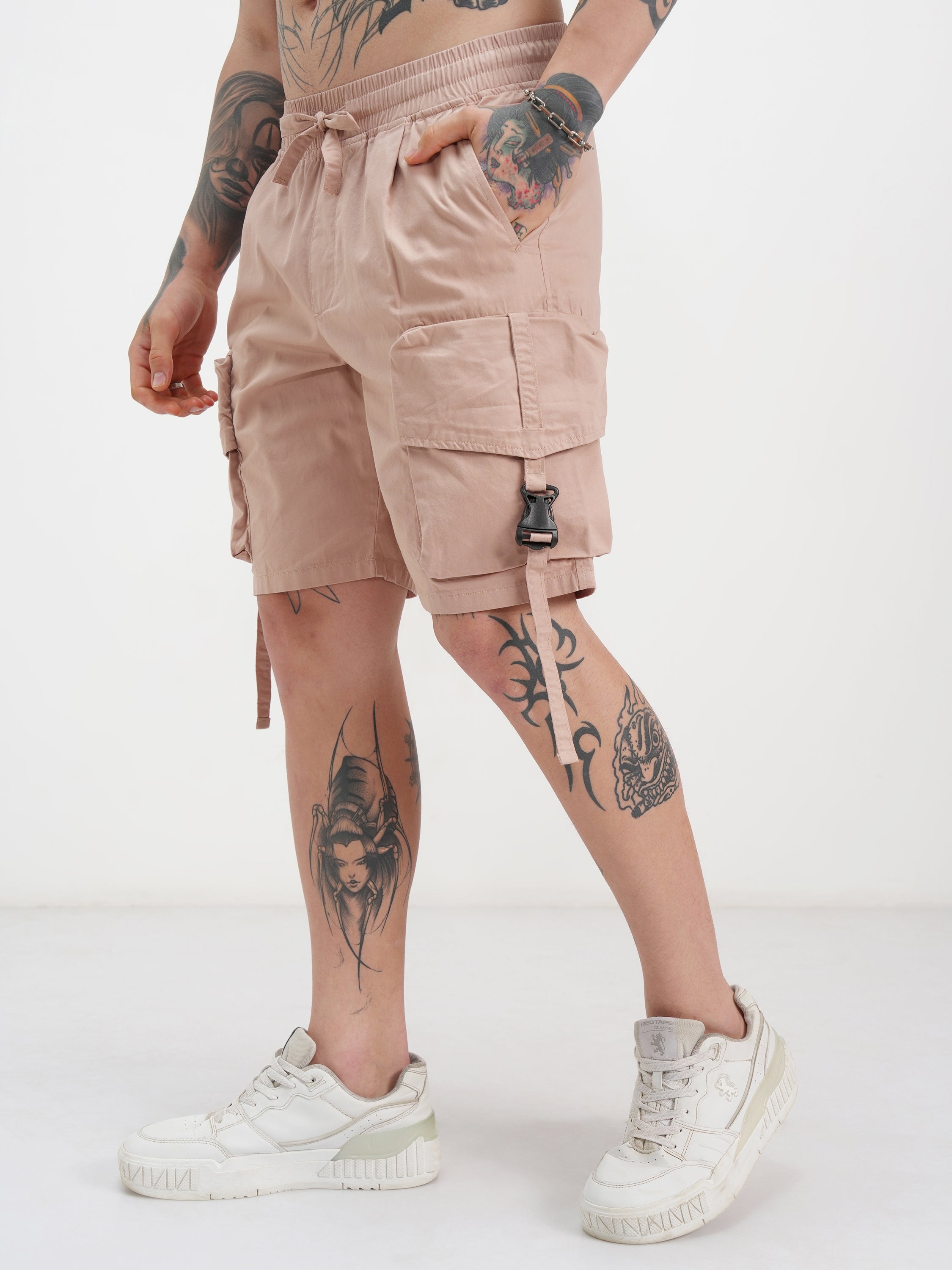 Highlander Men Rose Slim Fit Cargo Shorts - Rose - Image 4