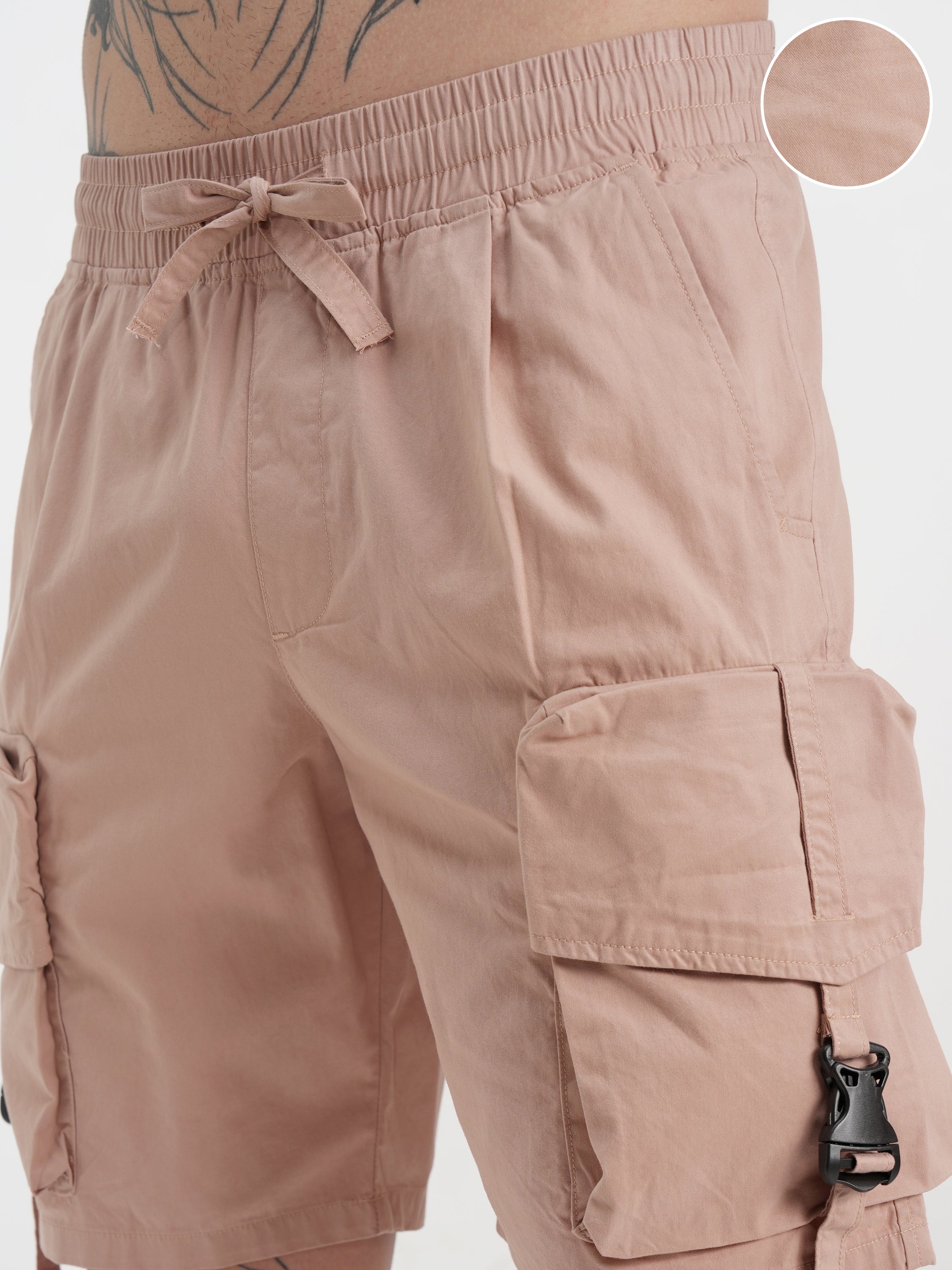 Highlander Men Rose Slim Fit Cargo Shorts - Rose - Image 5