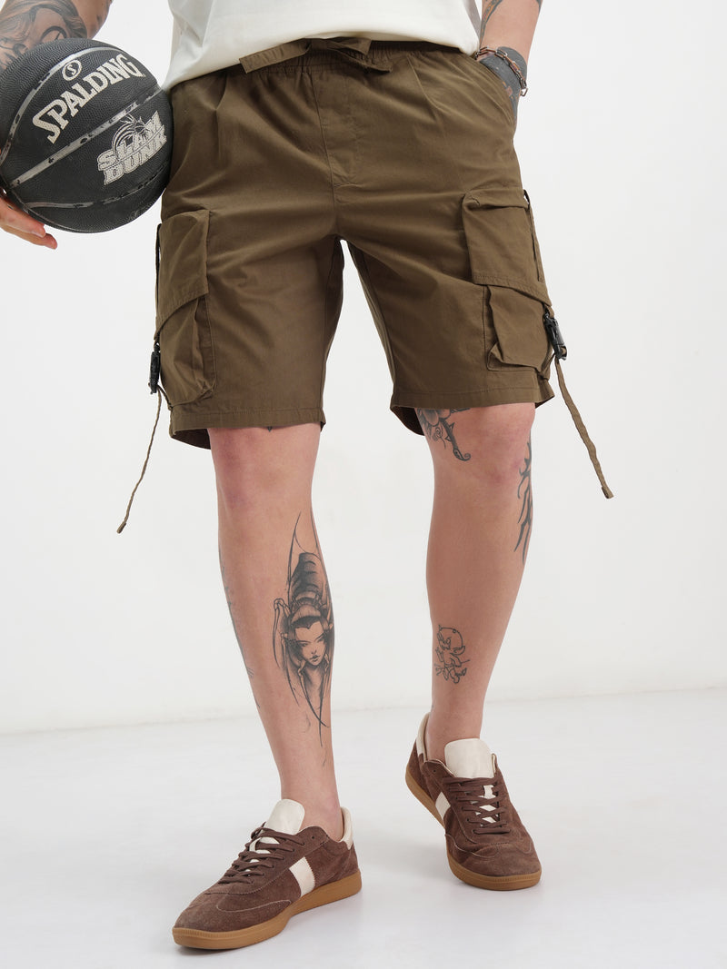 Highlander Men Brown Slim Fit Cargo Shorts - Brown - Image 1