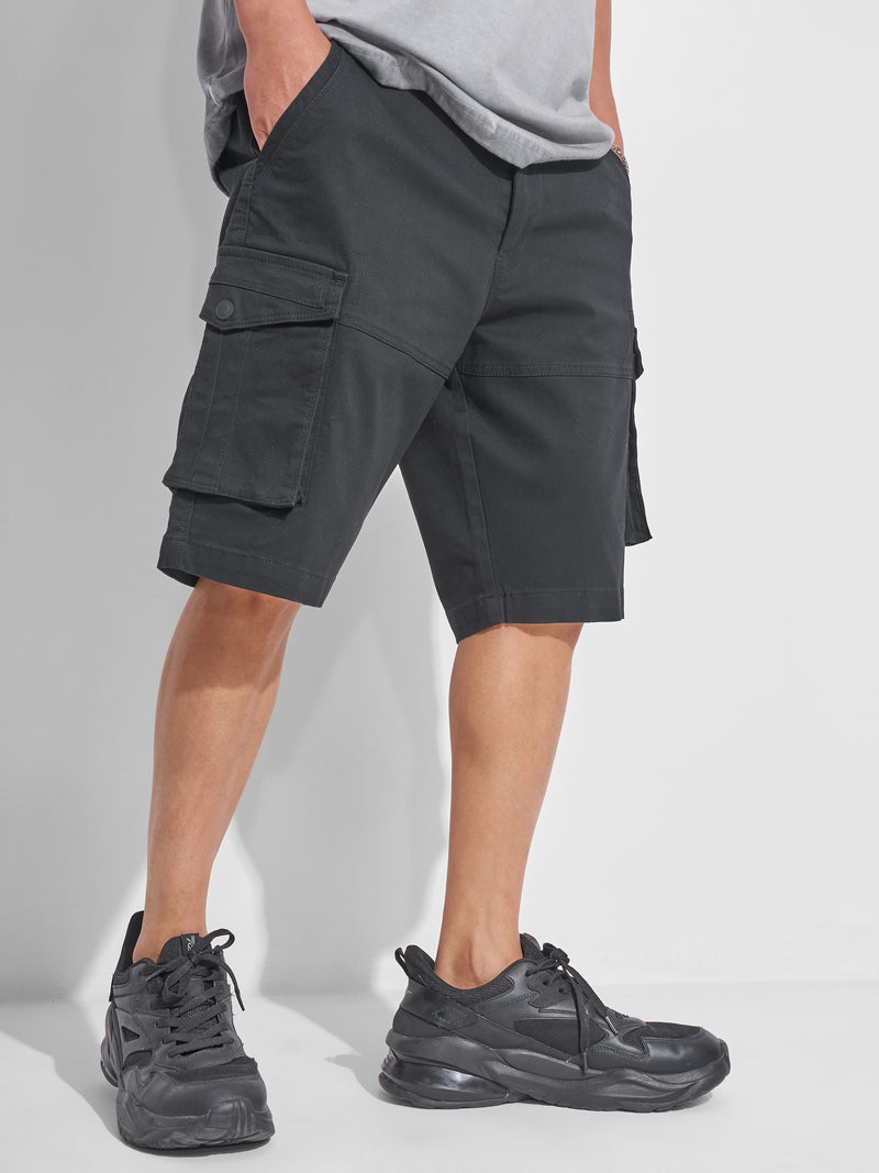 Highlander Men Black Regular Fit Cargo Shorts - Black - Image 1