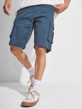 Highlander Men Blue Regular Fit Cargo Shorts - Blue - Image 1