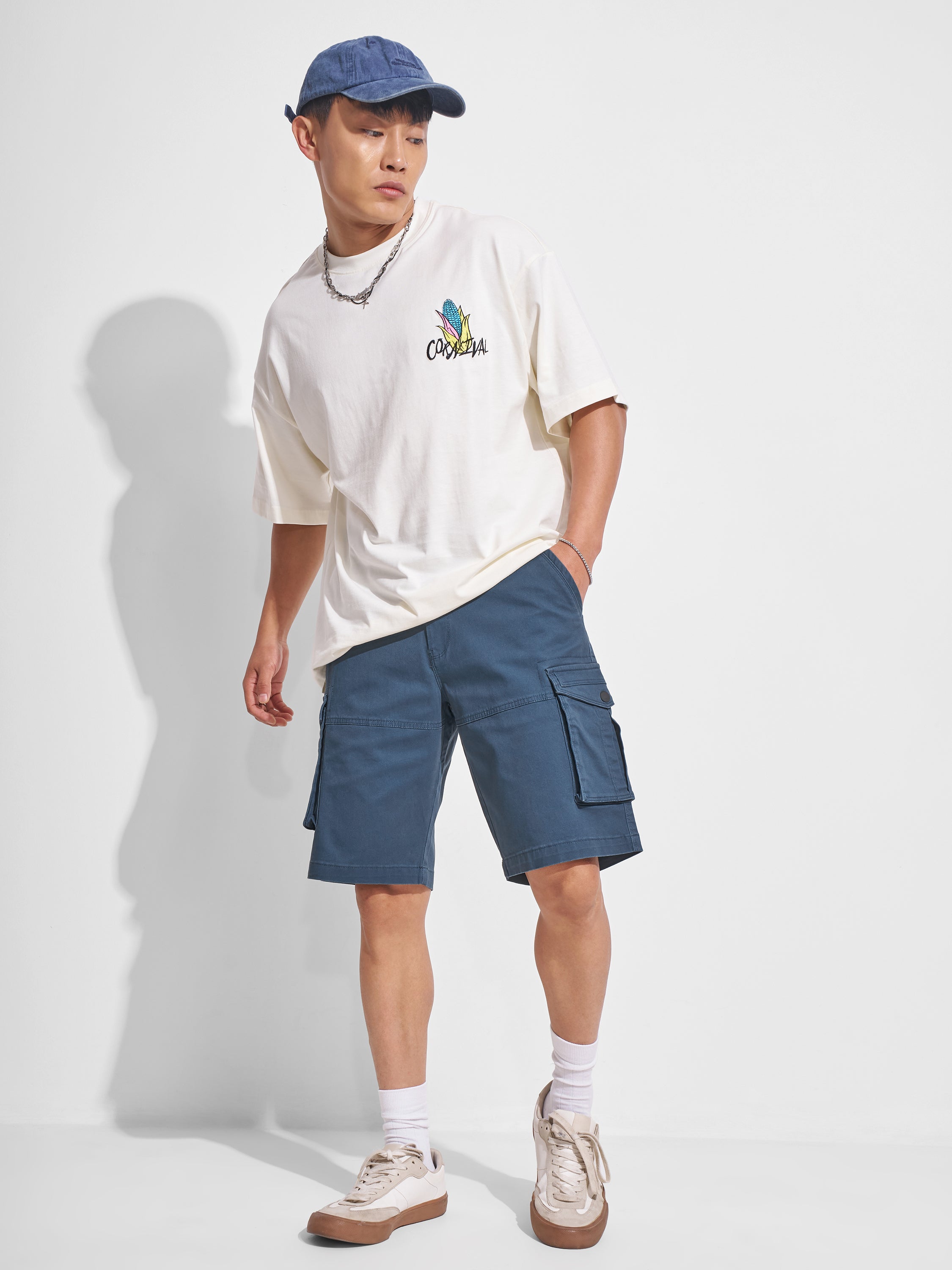 Highlander Men Blue Regular Fit Cargo Shorts - Blue - Image 2