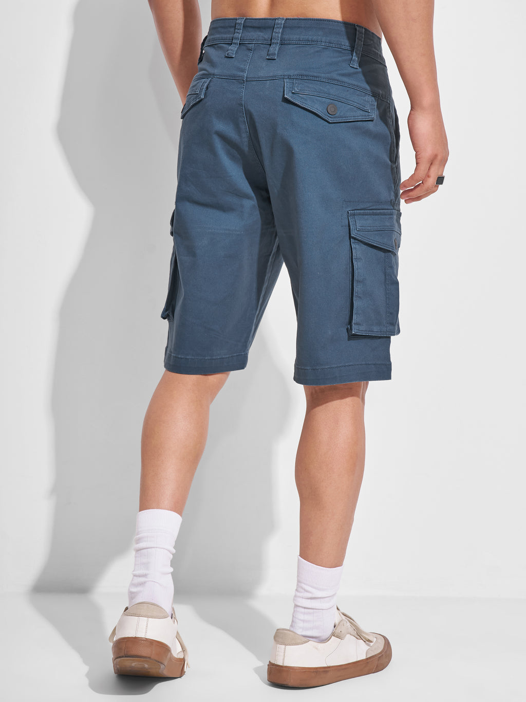 Highlander Men Blue Regular Fit Cargo Shorts - Blue - Image 3