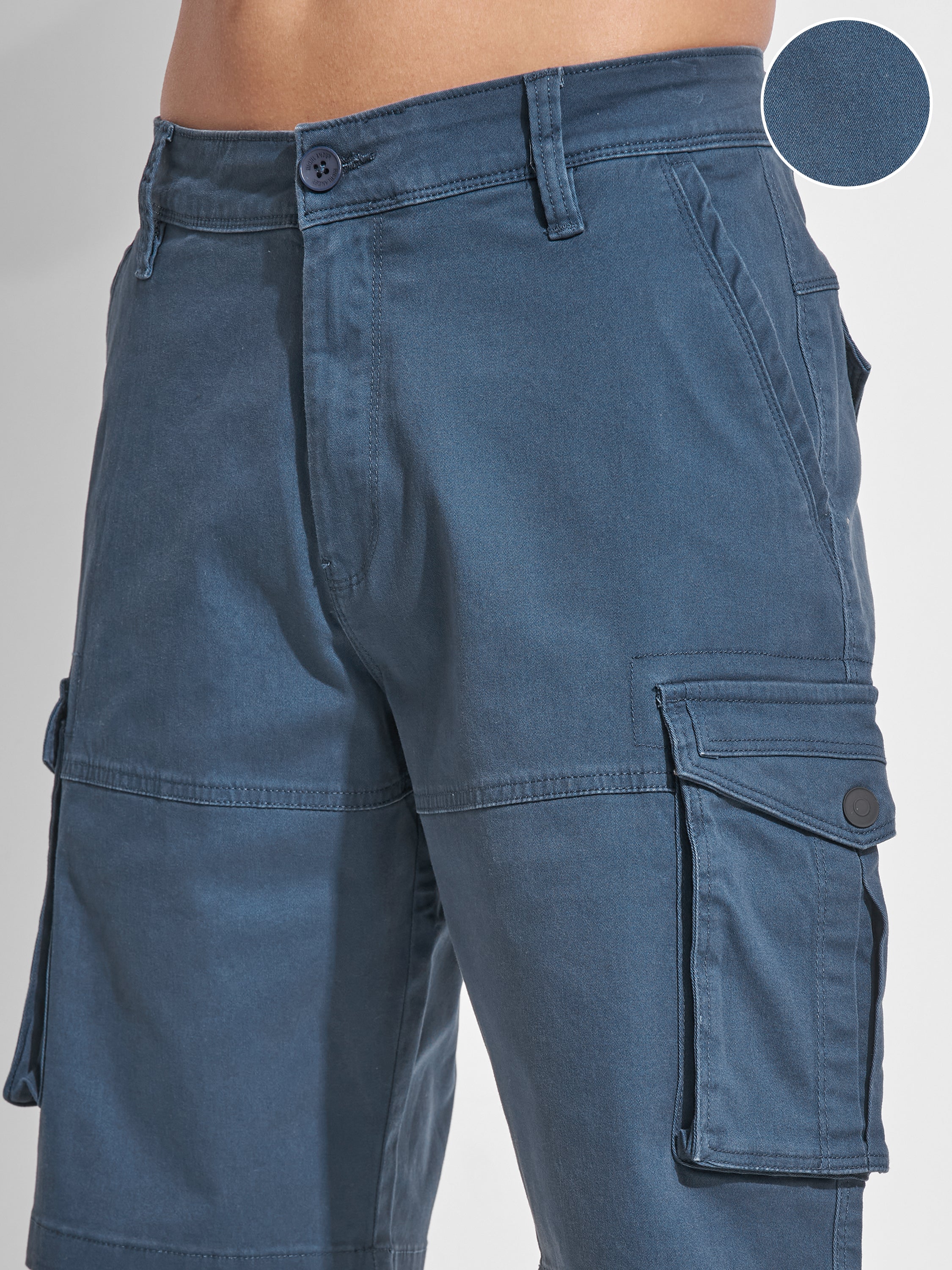 Highlander Men Blue Regular Fit Cargo Shorts - Blue - Image 5
