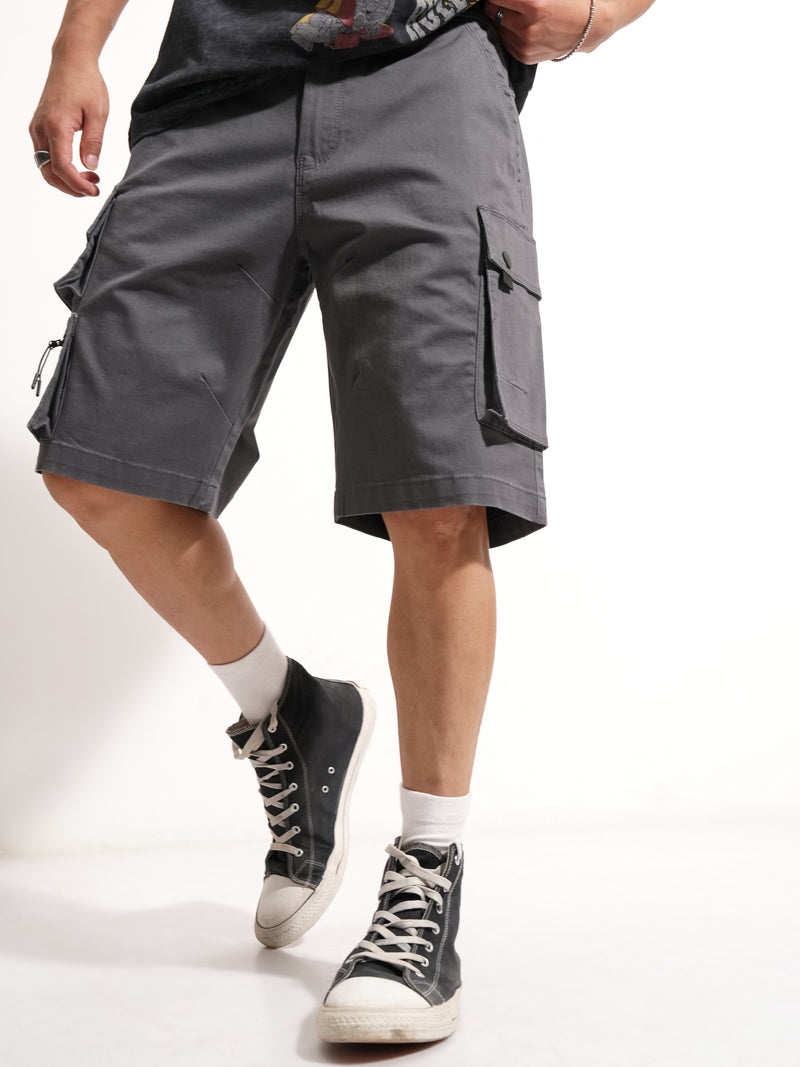 Highlander Men Grey Regular Fit Cargo Shorts - Grey - Image 1