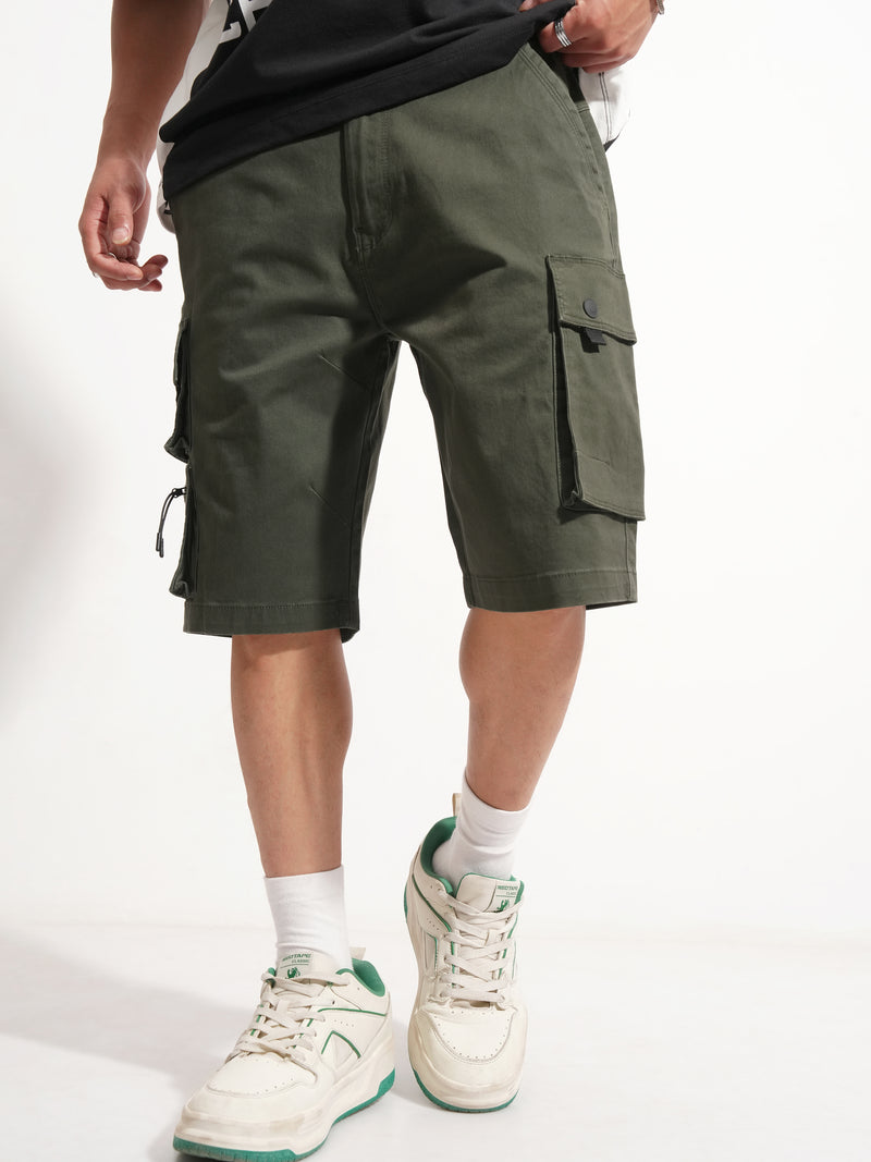 Highlander Men Green Regular Fit Cargo Shorts - Green - Image 1