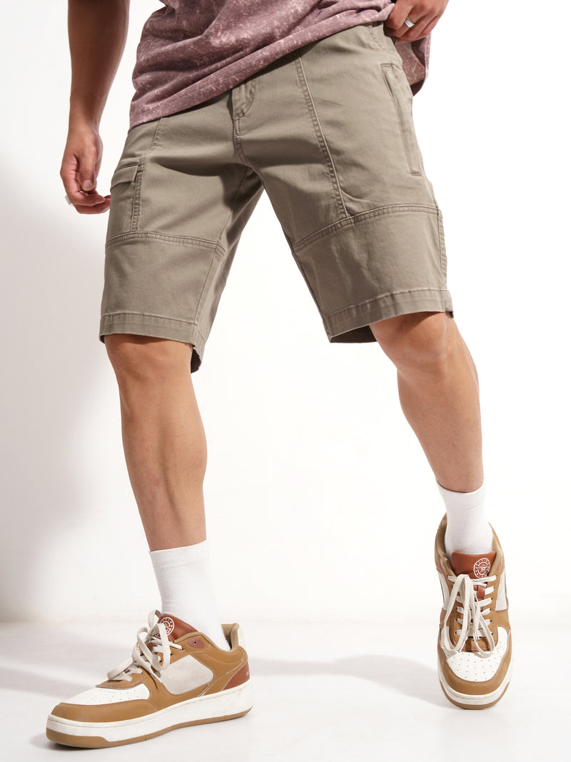Highlander Men Grey Relaxed Fit Cargo Shorts - Grey - Image 1