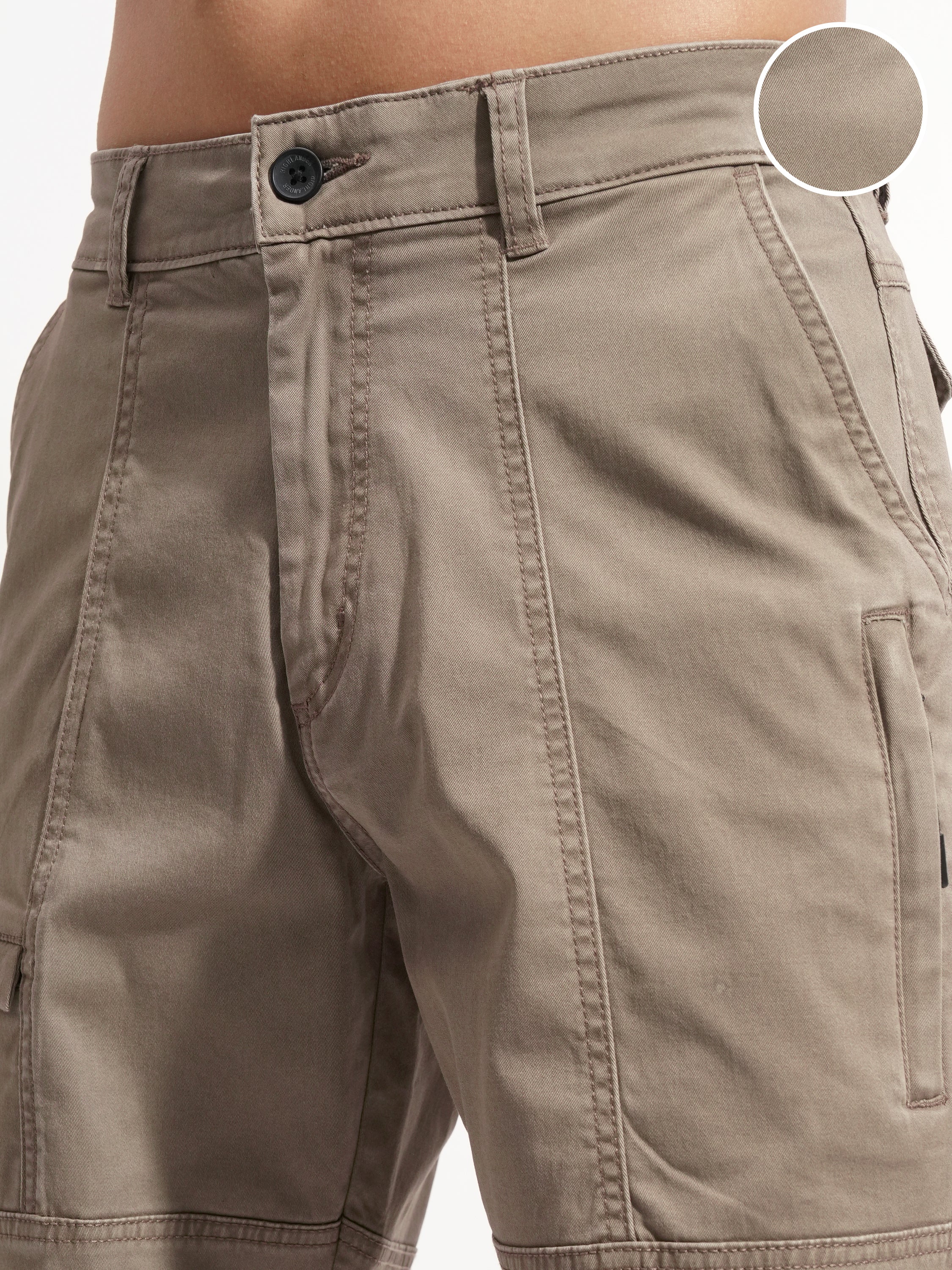 Highlander Men Grey Relaxed Fit Cargo Shorts - Grey - Image 5