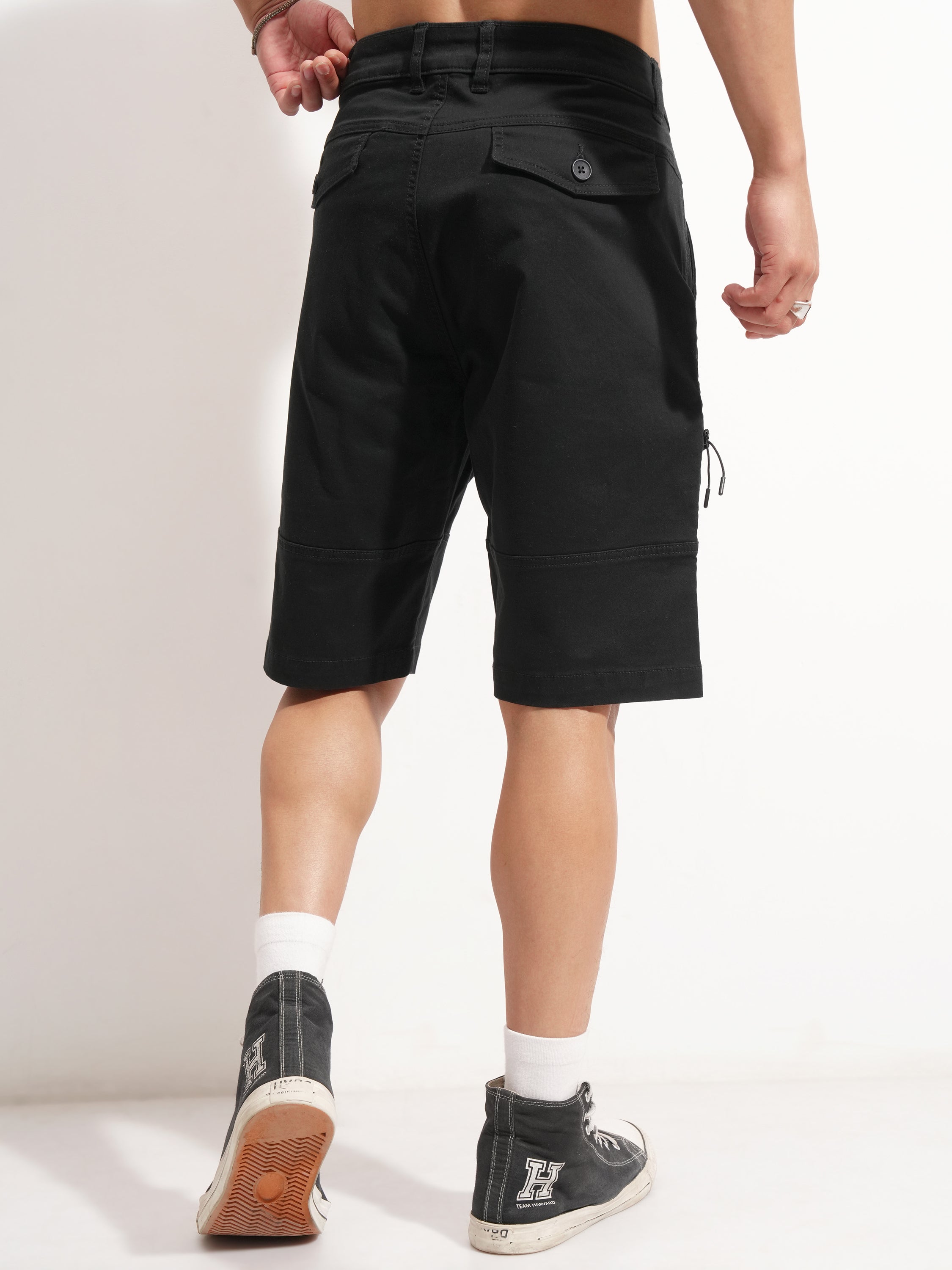 Highlander Men Black Regular Fit Cargo Shorts - Black - Image 3