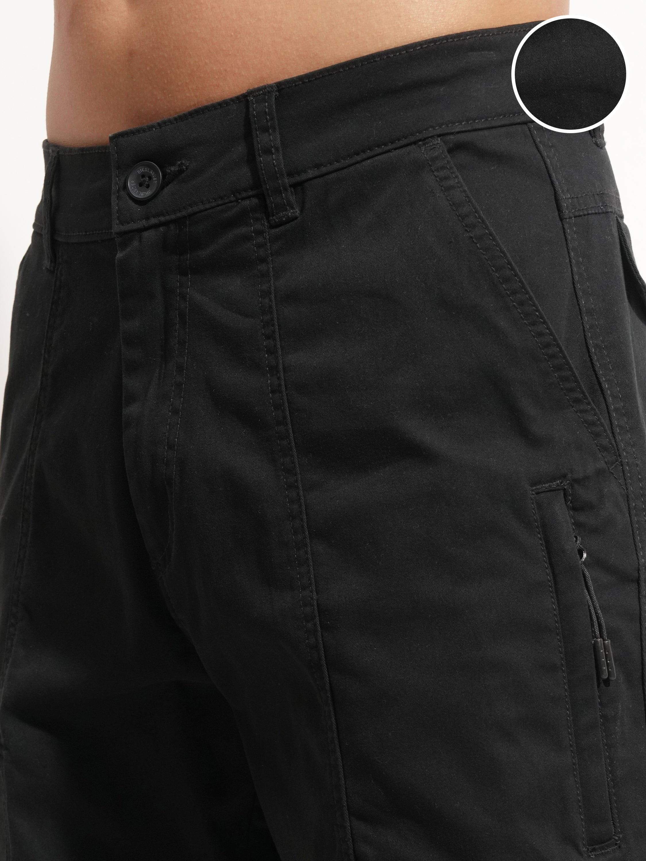 Highlander Men Black Regular Fit Cargo Shorts - Black - Image 5