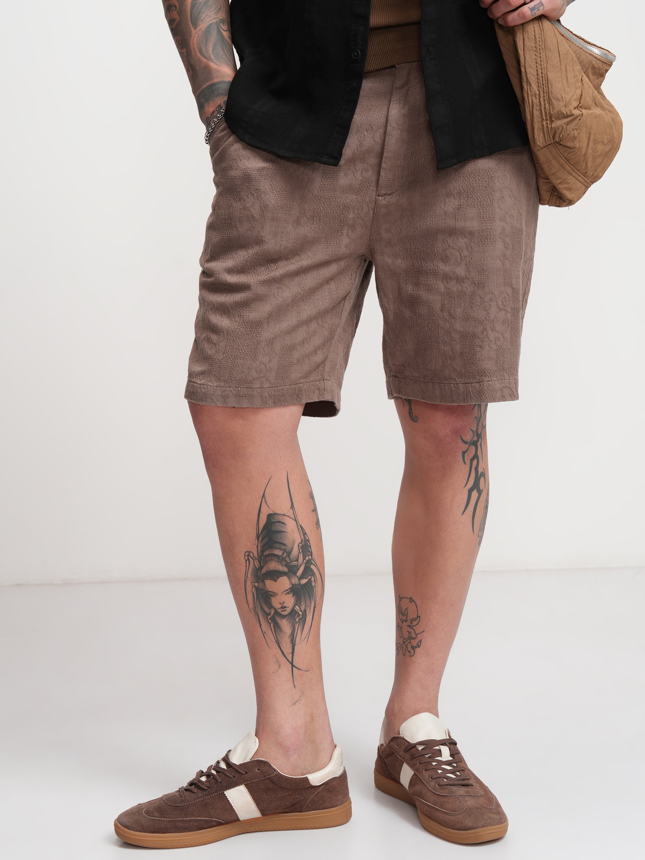 Highlander Men Brown Relaxed Fit Shorts - Brown - Image 1