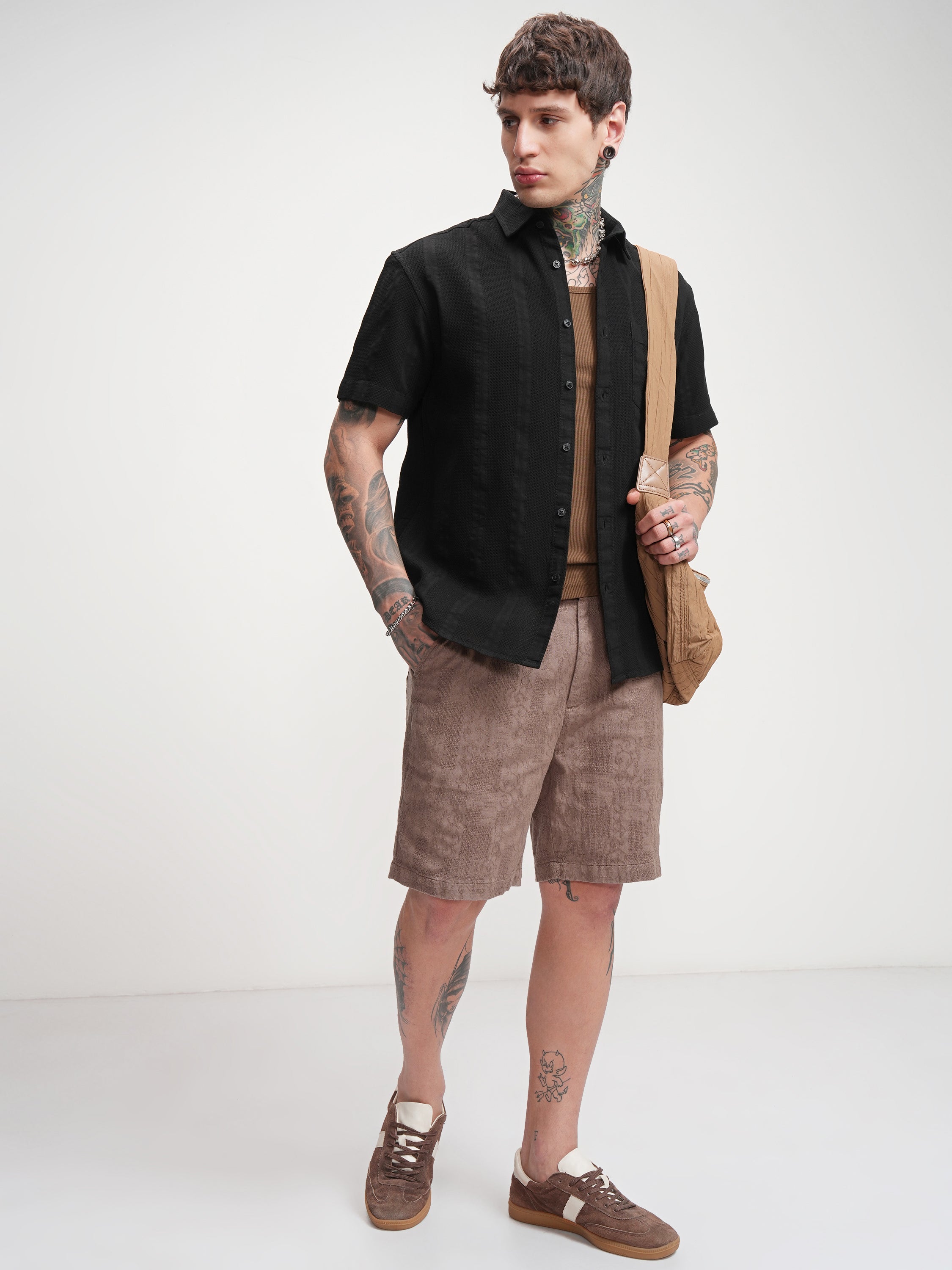 Highlander Men Brown Relaxed Fit Shorts - Brown - Image 2