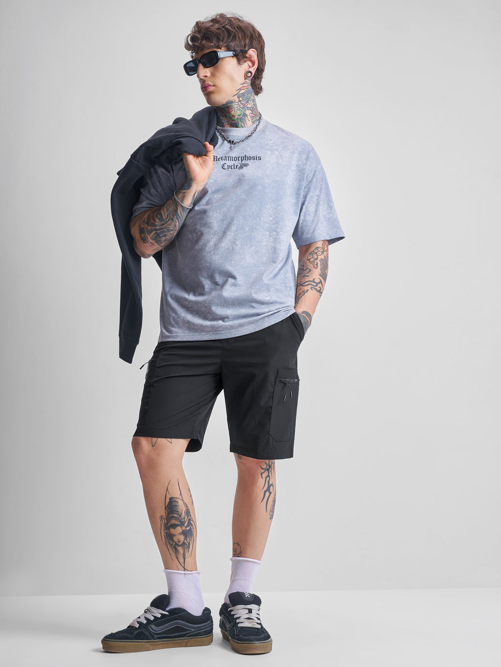 Highlander Men Black Slim Fit Cargo Shorts - Black - Image 2