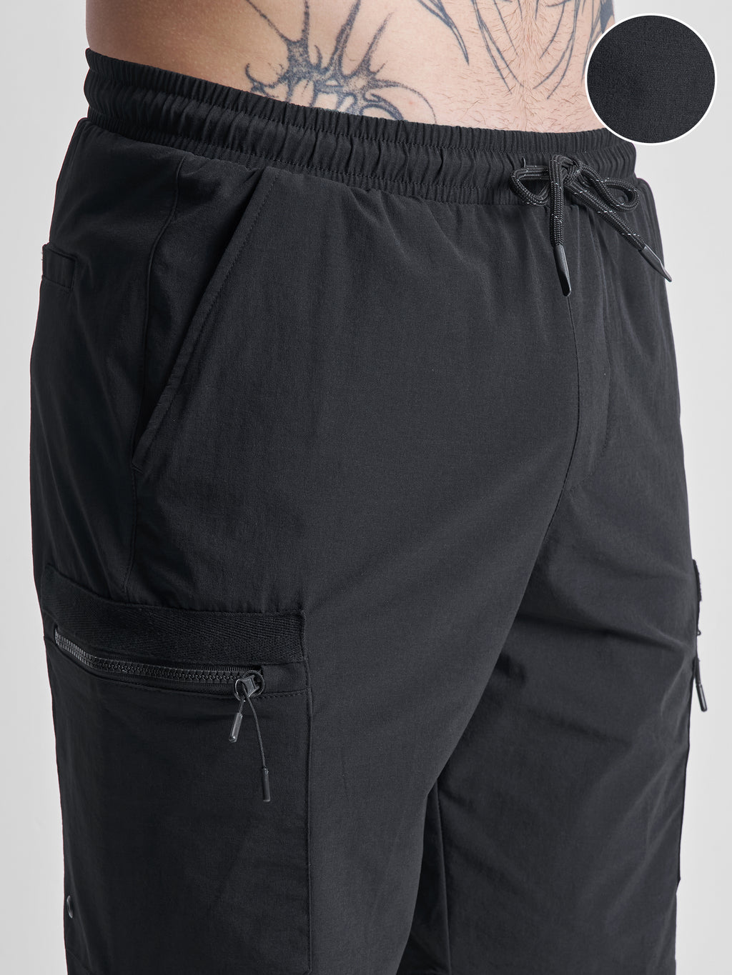 Highlander Men Black Slim Fit Cargo Shorts - Black - Image 5