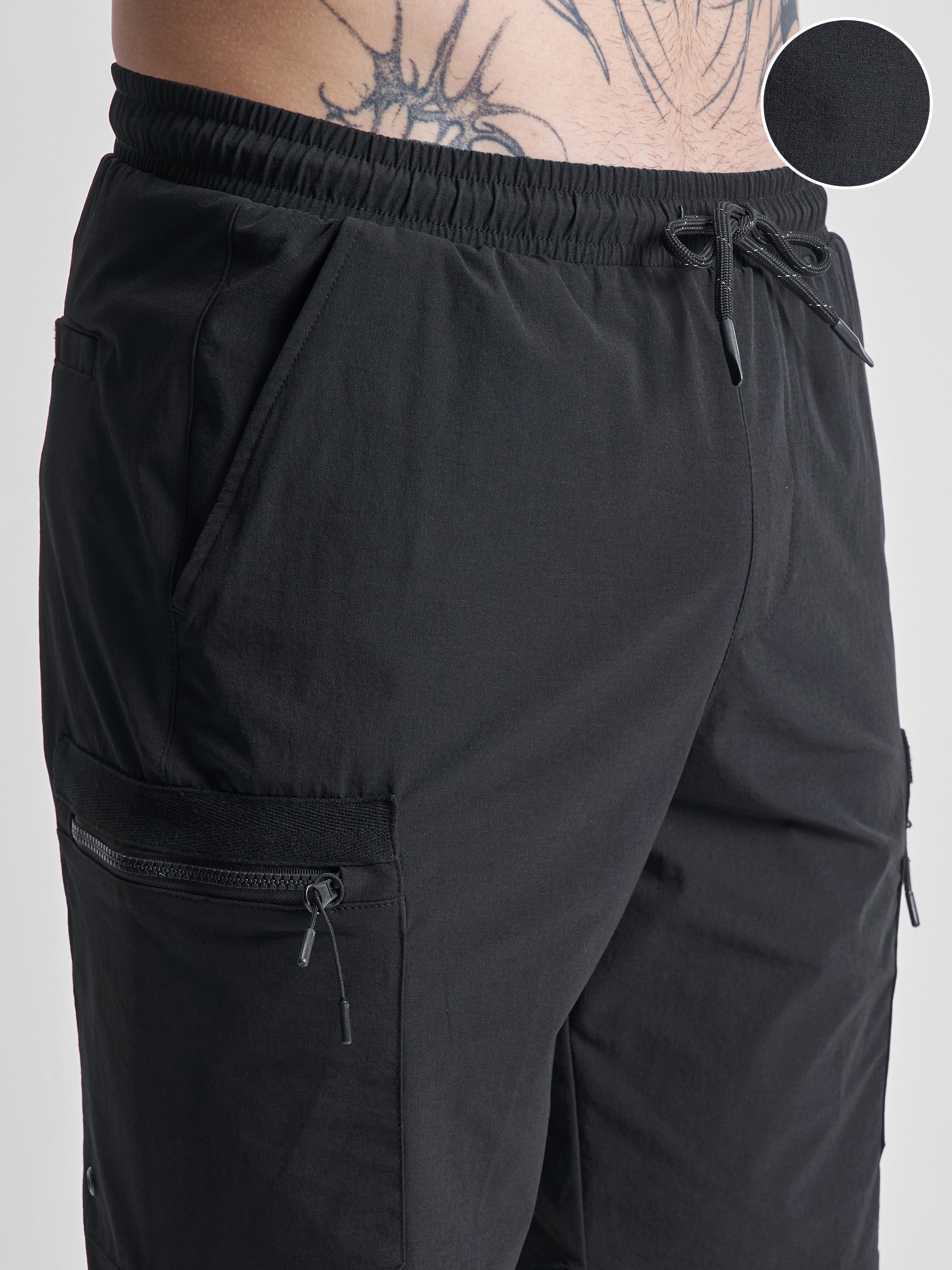 Highlander Men Black Slim Fit Cargo Shorts - Black - Image 5