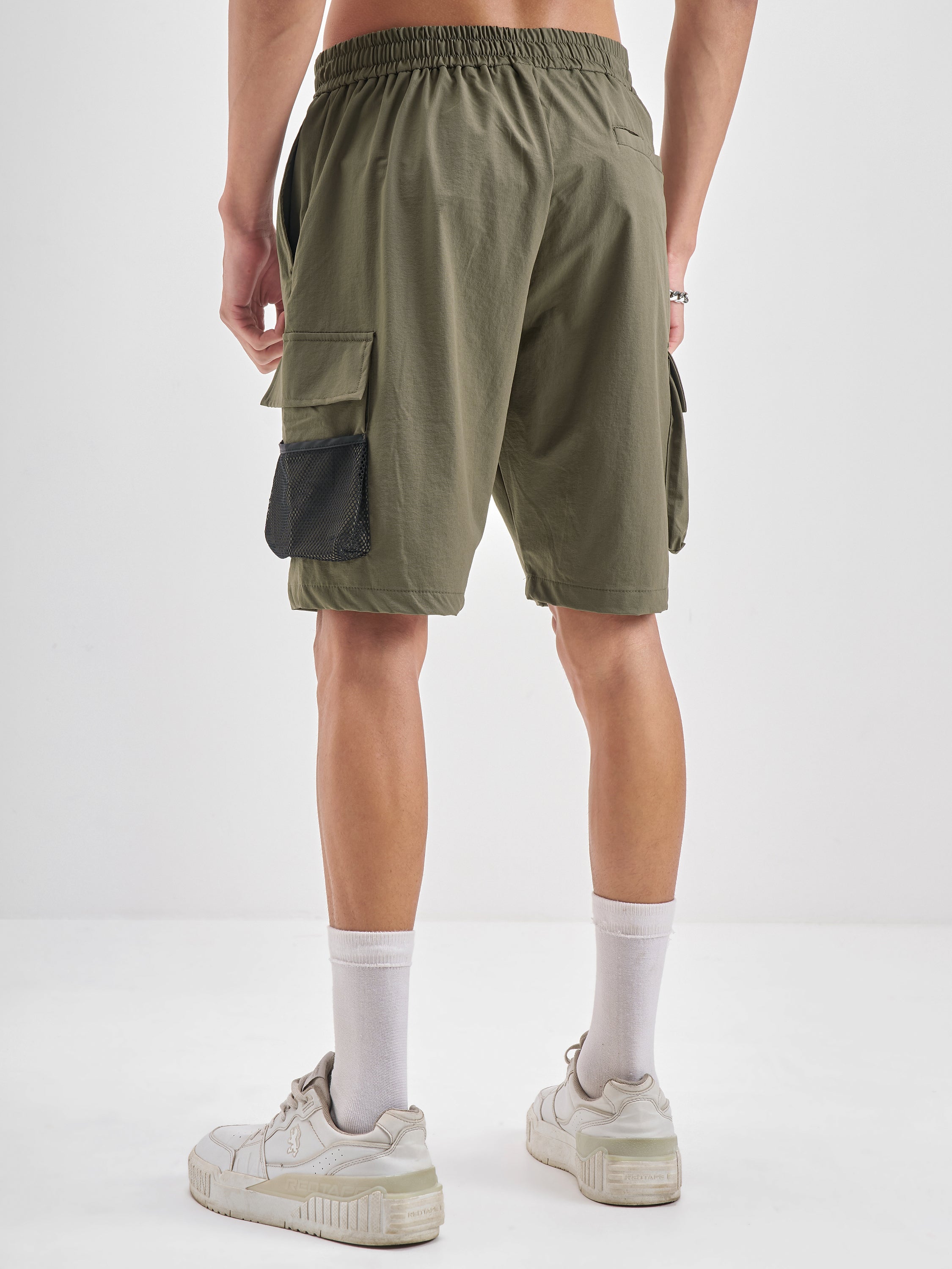 Highlander Men Olive Regular Fit Cargo Shorts - Olive - Image 3