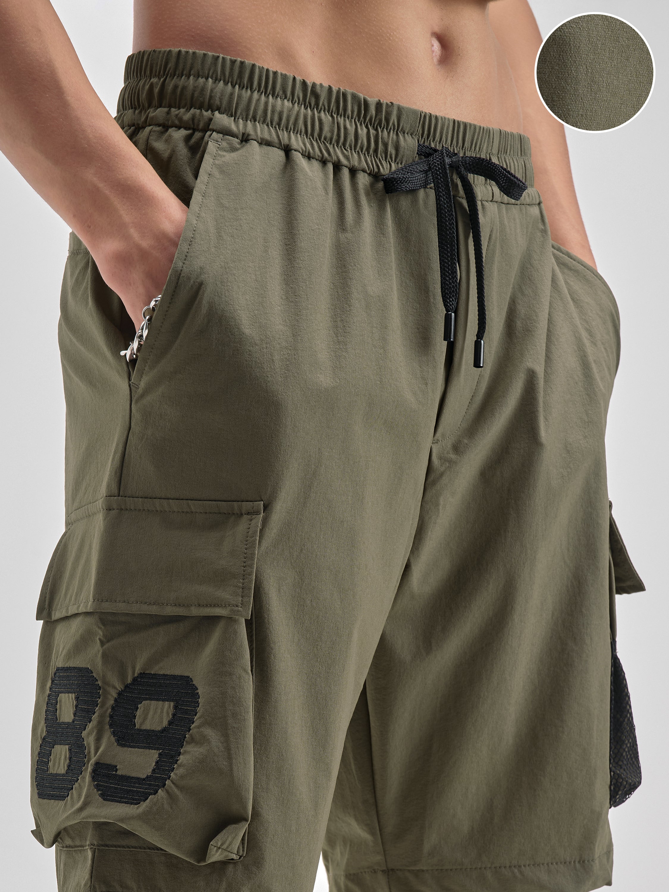 Highlander Men Olive Regular Fit Cargo Shorts - Olive - Image 5