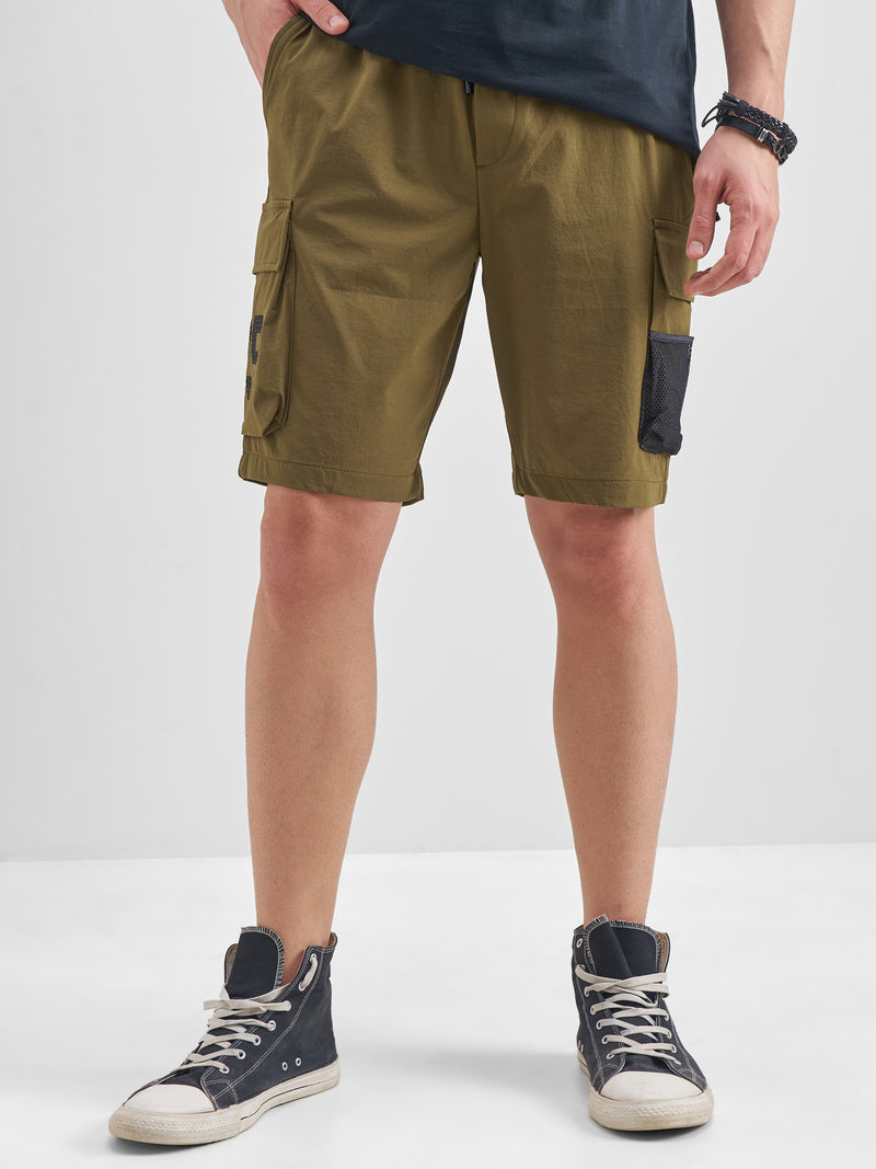 Highlander Men Brown Slim Fit Cargo Shorts - Brown - Image 1