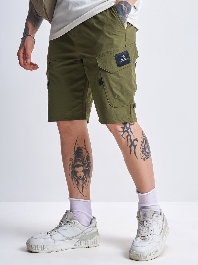 Highlander Men Green Slim Fit Cargo Shorts - Green - Image 1
