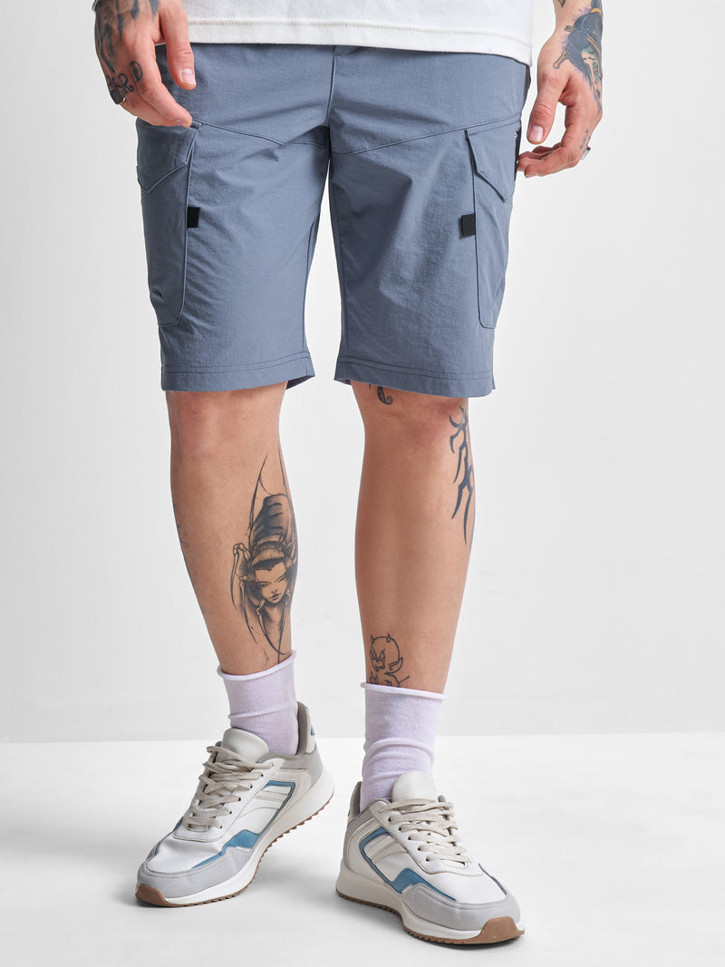 Highlander Men Blue Slim Fit Cargo Shorts - Blue - Image 1