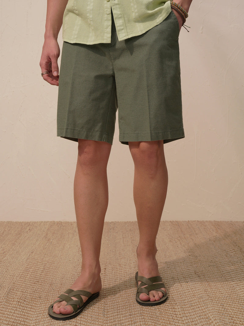 Highlander Men Green Relaxed Fit Shorts - Green - Image 1