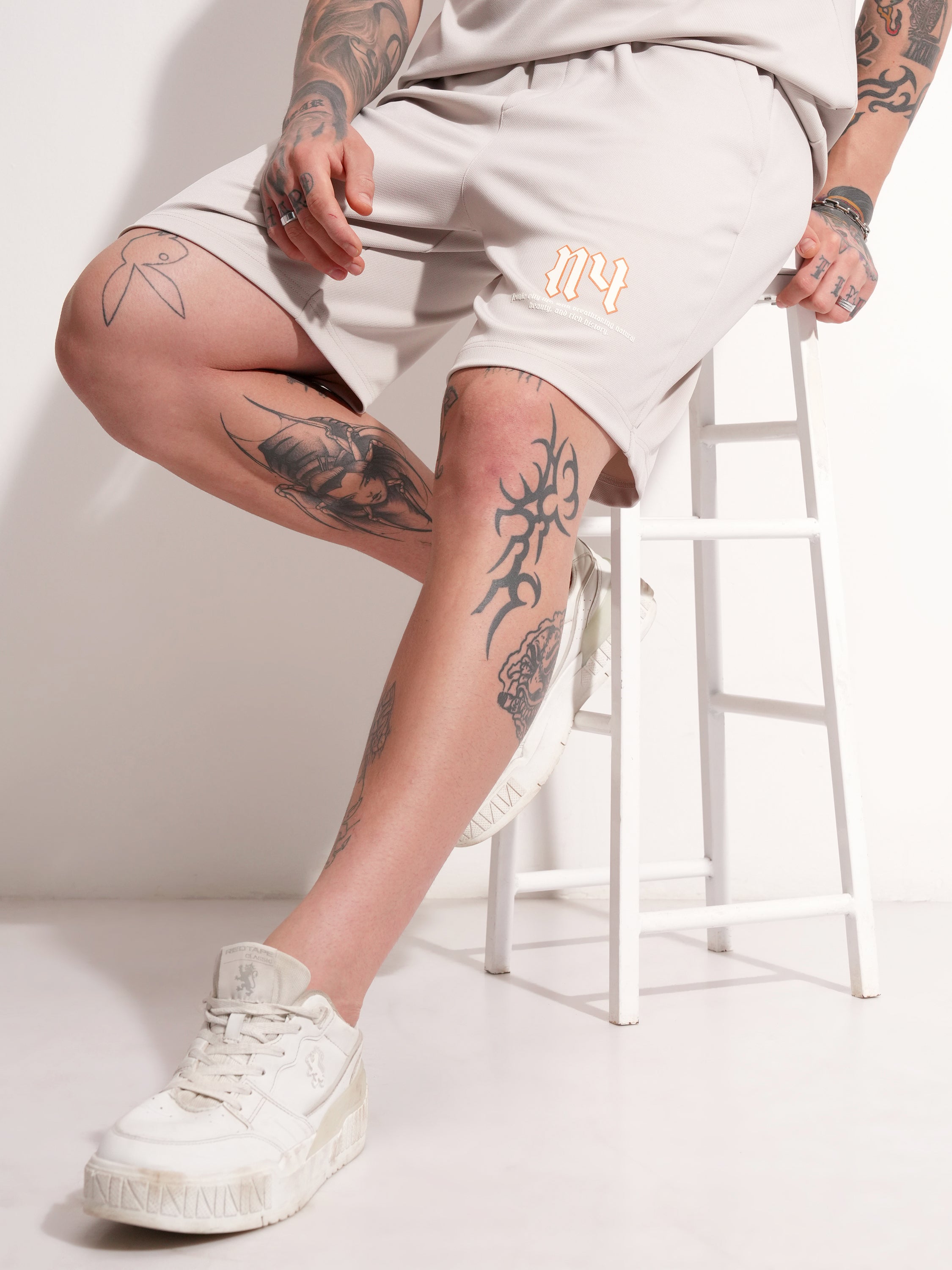 Highlander Men Cream Loose Fit Shorts - Cream - Image 1