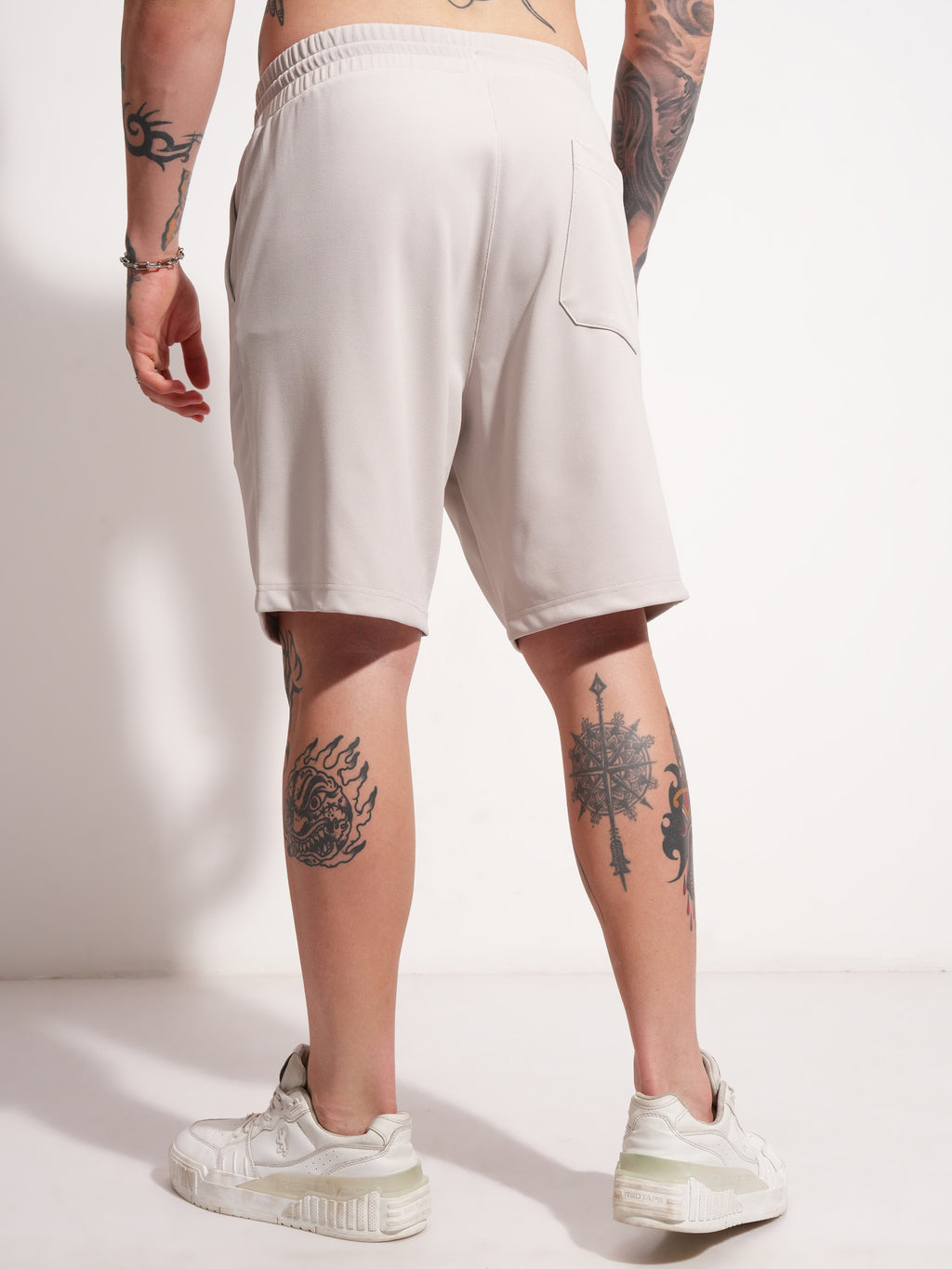 Highlander Men Cream Loose Fit Shorts - Cream - Image 3