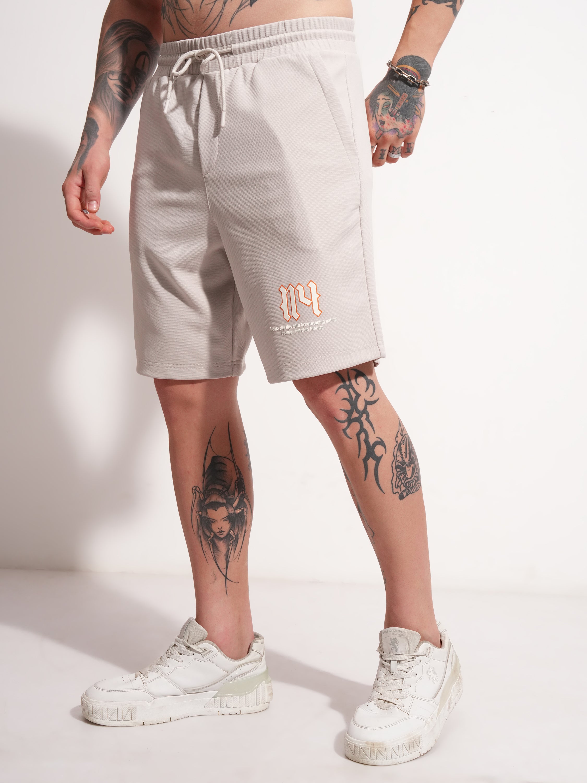 Highlander Men Cream Loose Fit Shorts - Cream - Image 4