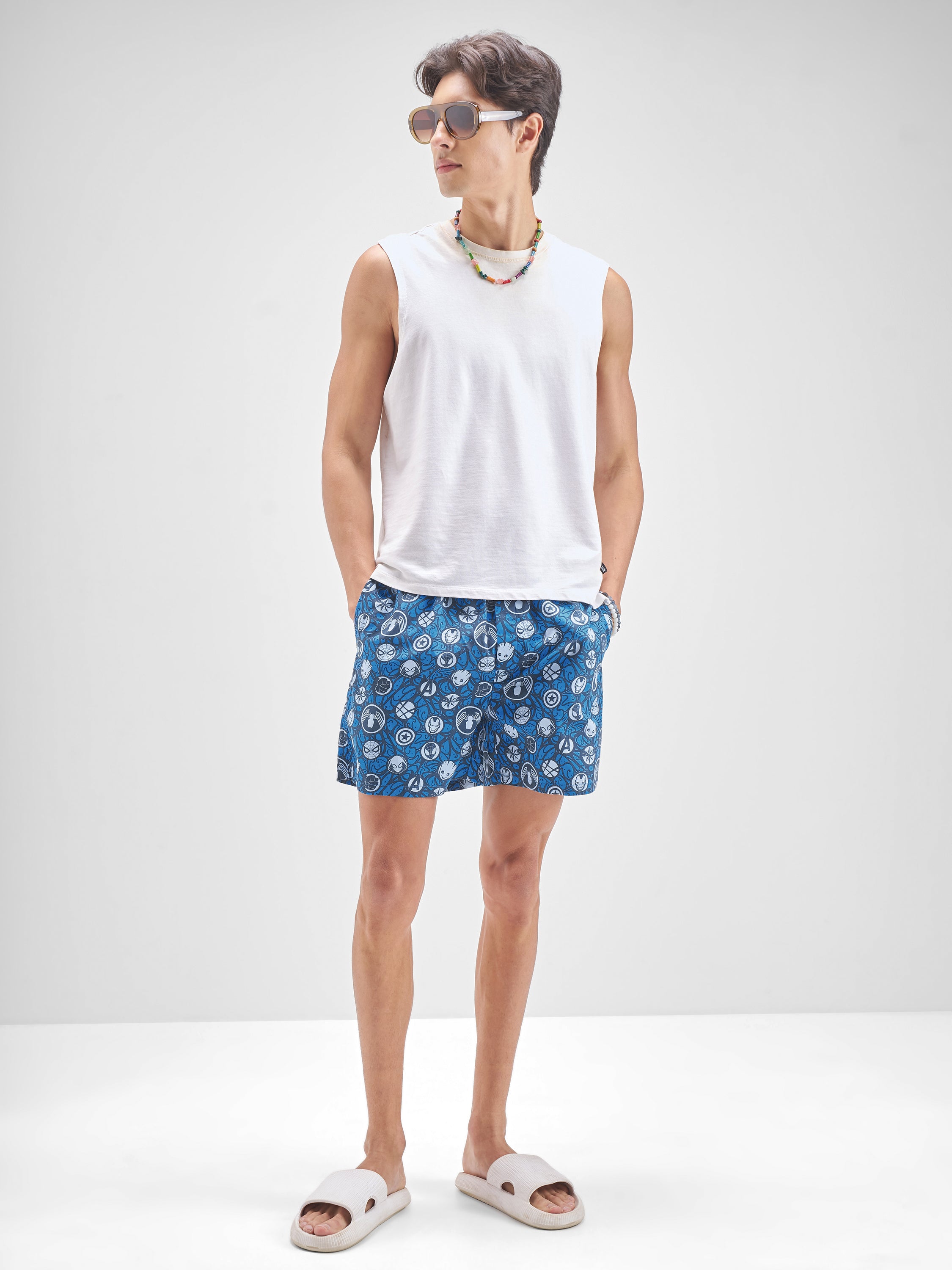Marvel By Highlander Men Blue Avengers Cotton Boxers - Blue - Image 2