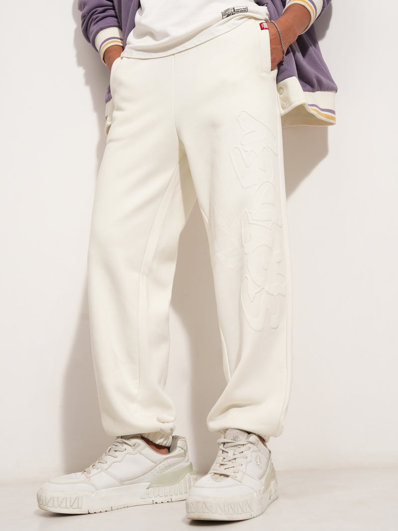 Marvel By Highlander Men Spiderman White Baggy Solid Joggers - White - Image 1