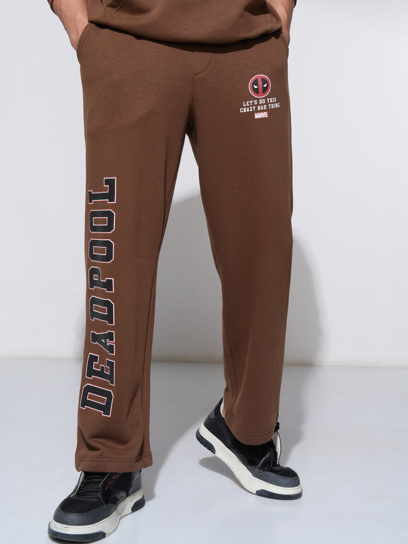 Marvel By Highlander Men Brown Deadpool Straight Fit Printed Joggers - Brown - Image 1