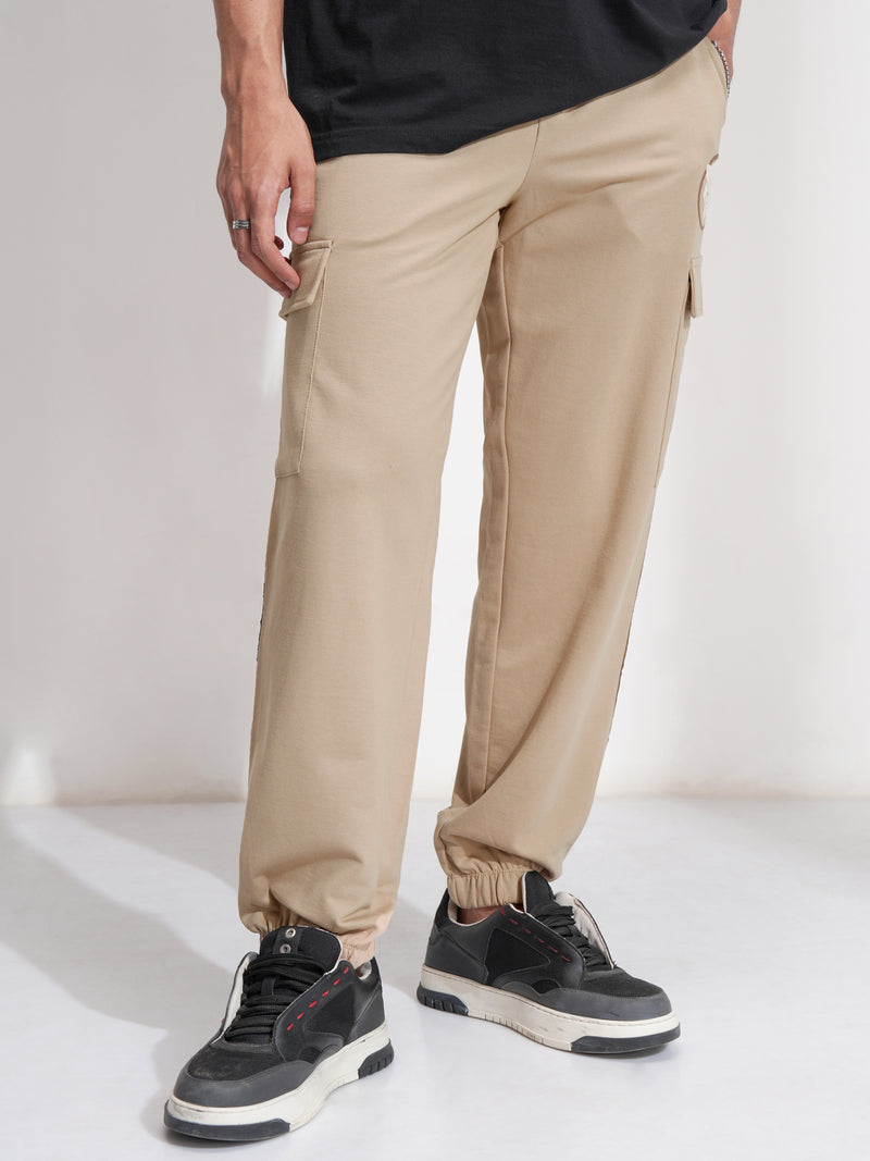 Marvel By Highlander Men Nude Black Panther Relaxed Fit Solid Cargos - Nude - Image 1