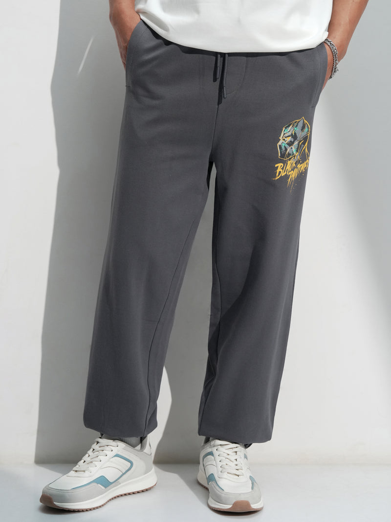 Marvel By Highlander Men Grey Black Panther Solid Relaxed Fit Joggers - Grey - Image 1