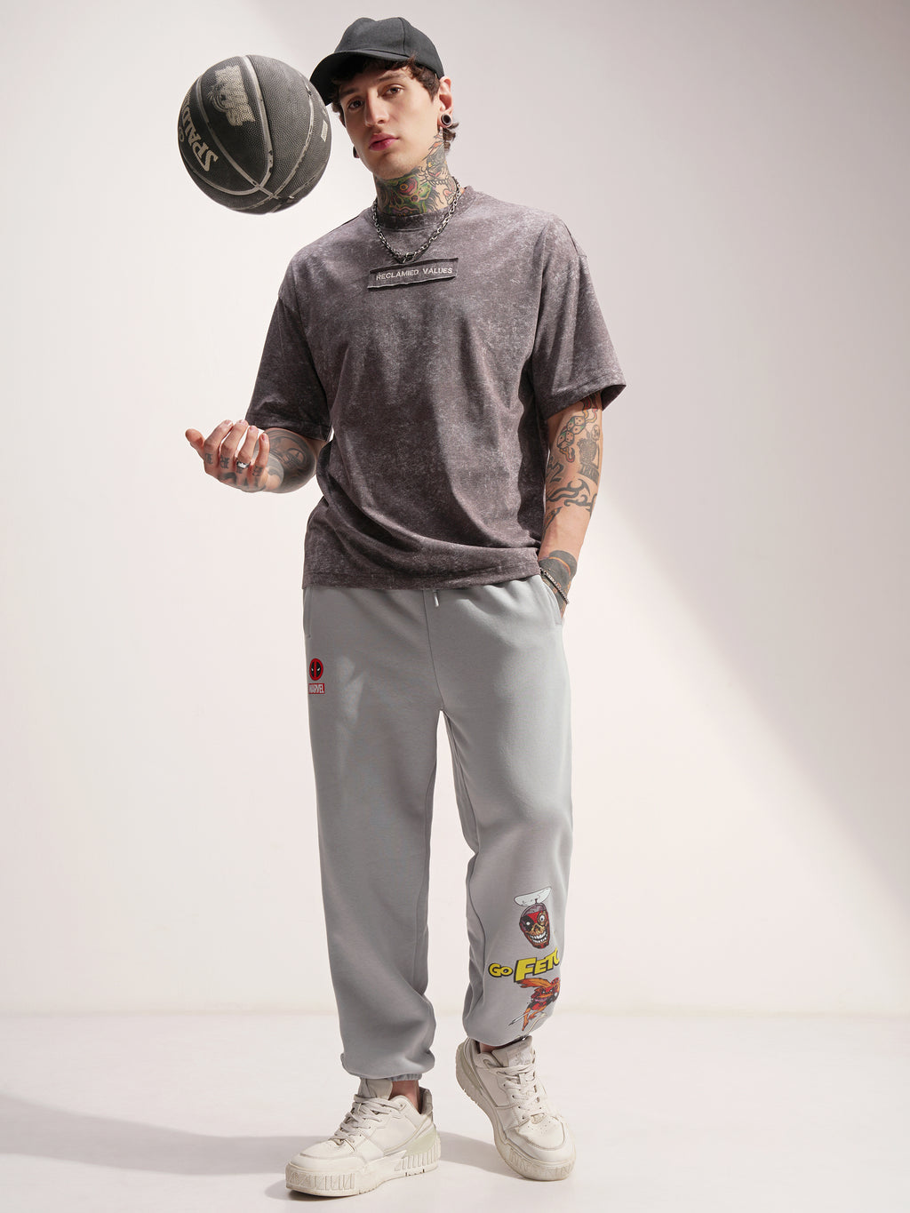 Marvel By Highlander Men Grey Dogpool Printed Baggy Fit Joggers - Grey - Image 2