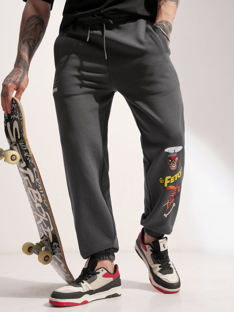 Marvel By Highlander Men Grey Dogpool Printed Baggy Fit Joggers - Grey - Image 1