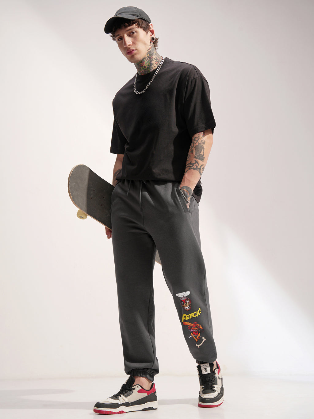 Marvel By Highlander Men Grey Dogpool Printed Baggy Fit Joggers - Grey - Image 2