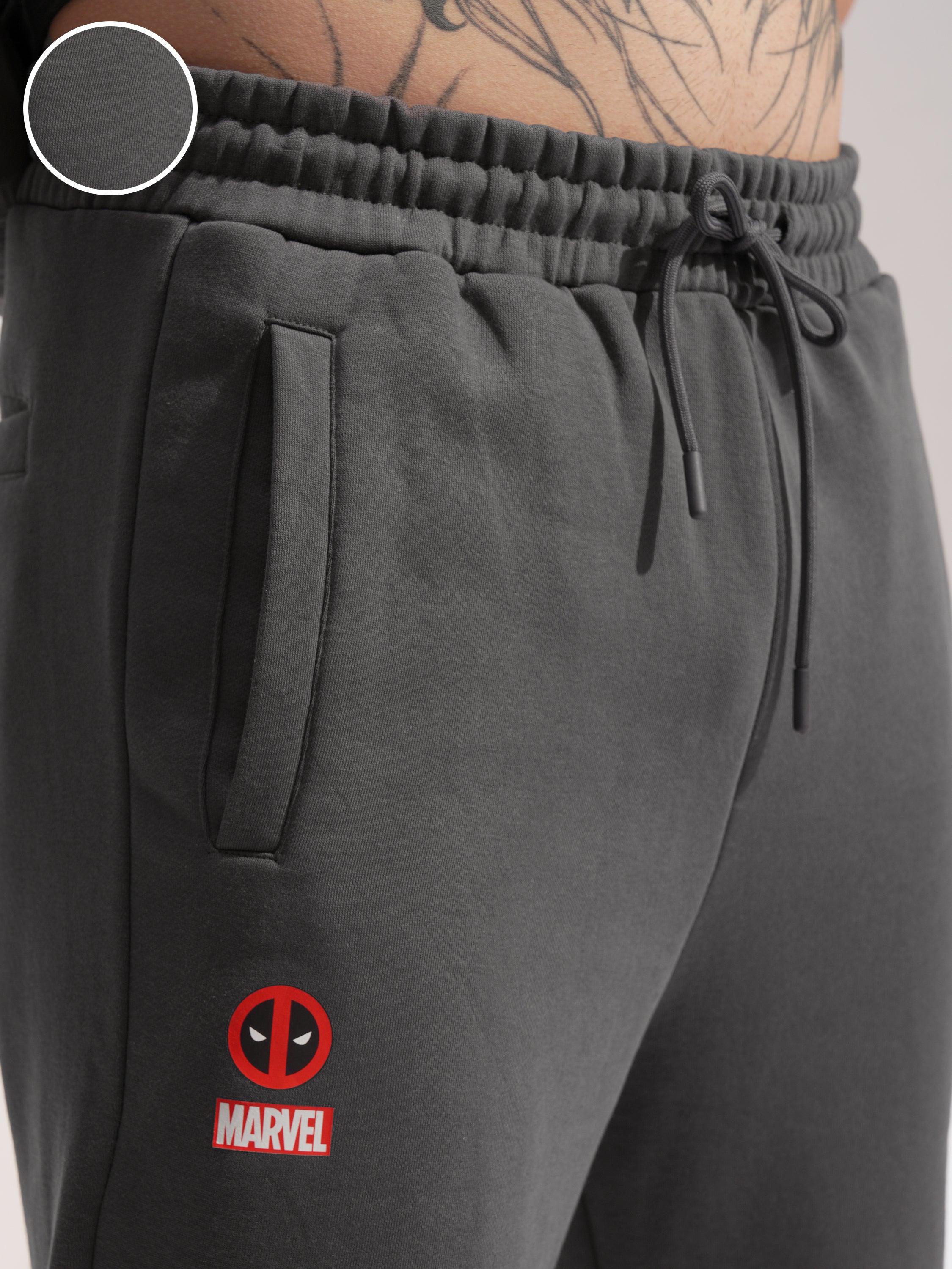 Marvel By Highlander Men Grey Dogpool Printed Baggy Fit Joggers - Grey - Image 5