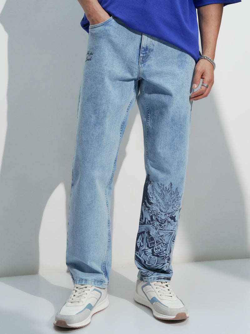 Marvel By Highlander Men Blue Black Panther Straight Fit Stretchable Jeans - Blue - Image 1