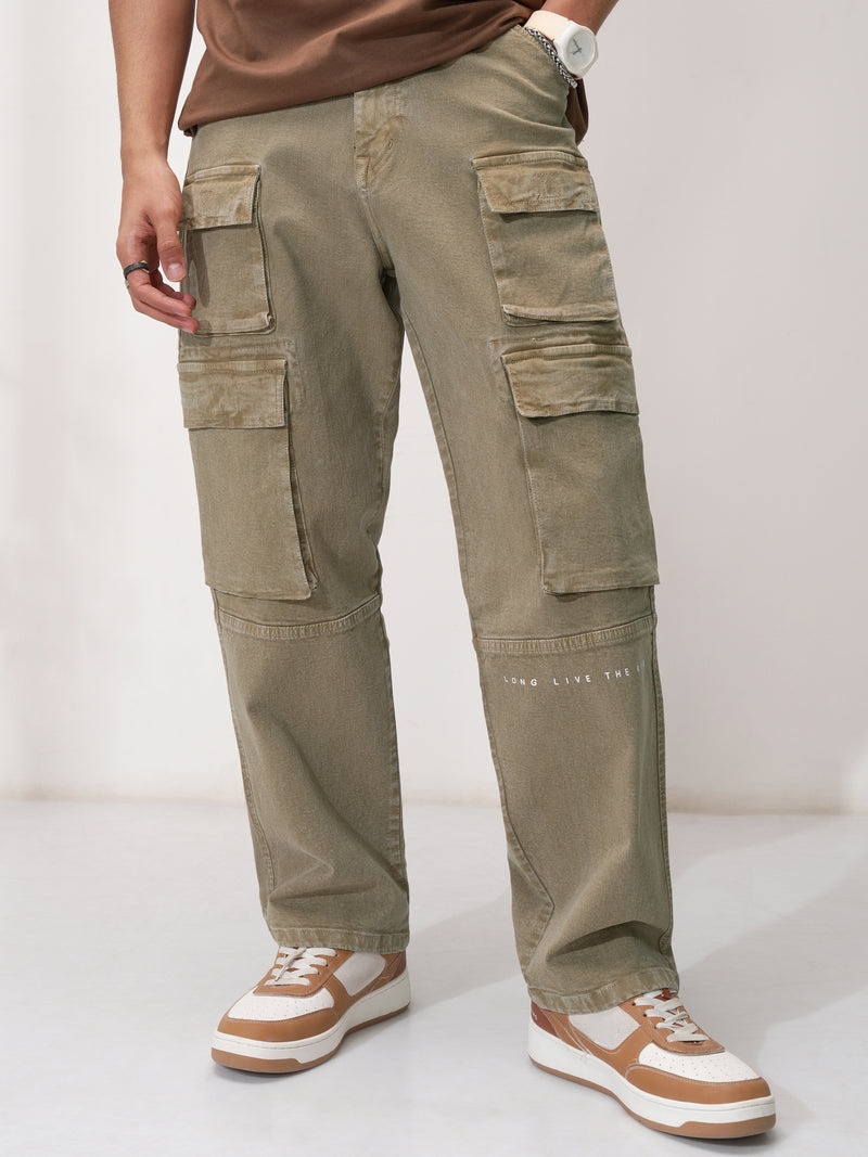 Marvel By Highlander Men Khaki Black Panther Relaxed Fit Stretchable Jeans - Khaki - Image 1