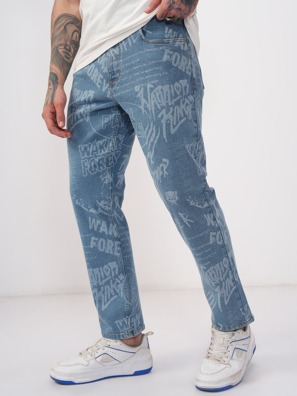 Marvel By Highlander Men Blue Black Panther Baggy Stretchable Jeans - Blue - Image 4