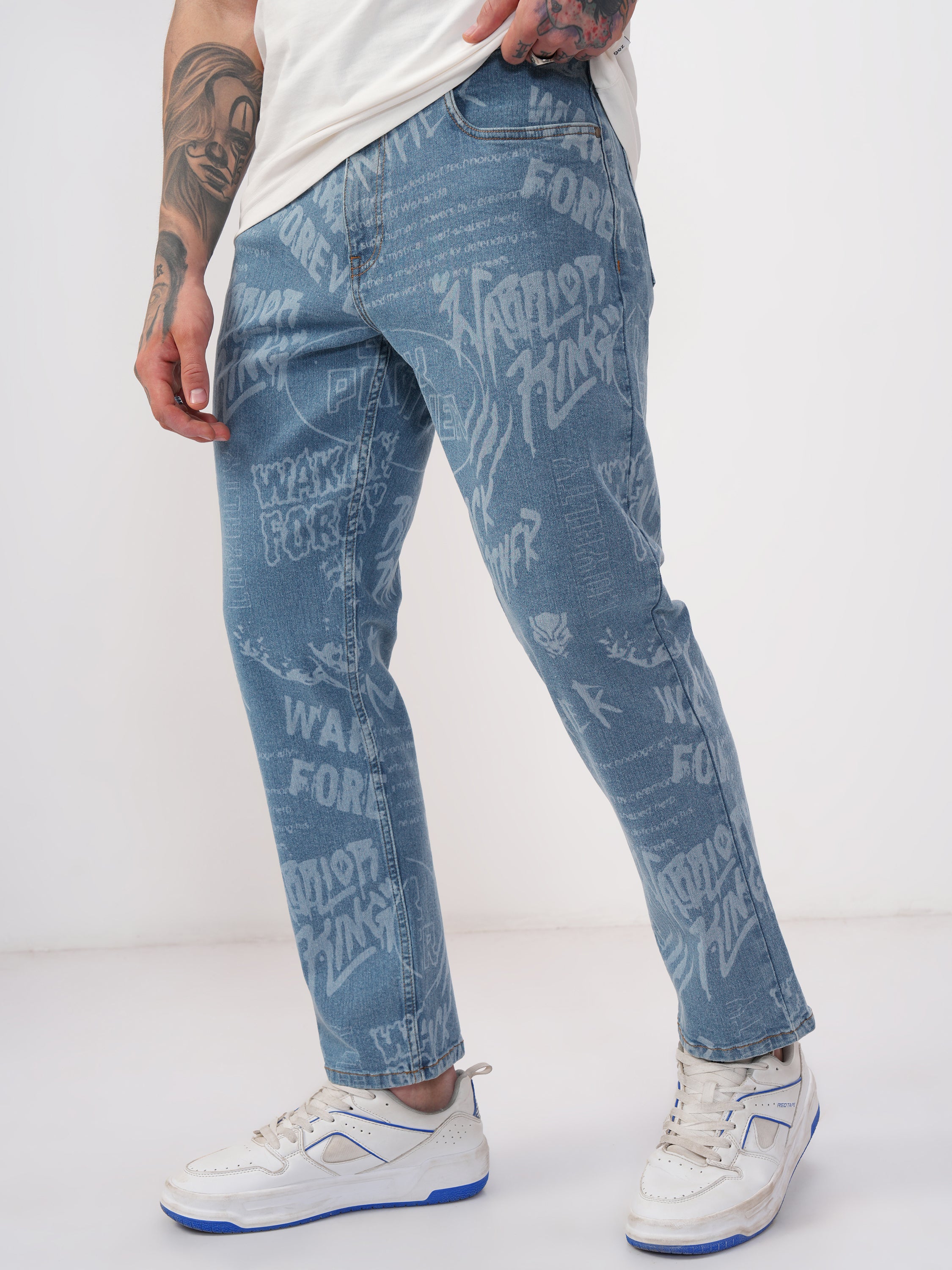 Marvel By Highlander Men Blue Black Panther Baggy Stretchable Jeans - Blue - Image 4