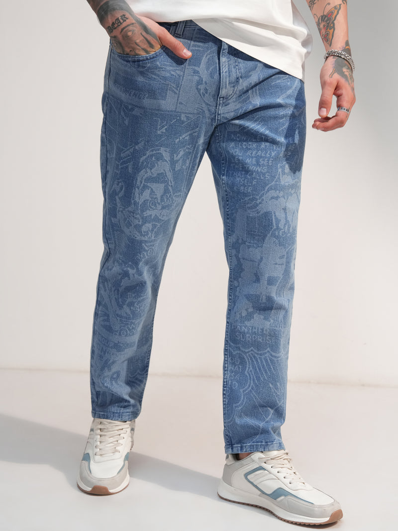 Marvel By Highlander Men Blue Black Panther Tapered Fit Stretchable Jeans - Blue - Image 1