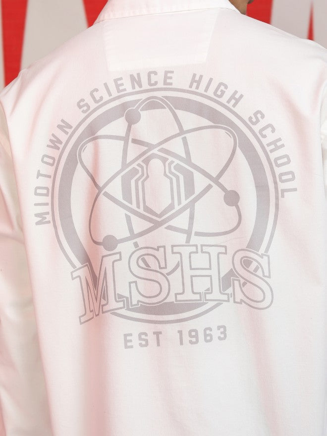 Marvel By Highlander Men White Spider-Man Printed Oversized Fit Casual Shirt - White - Image 7