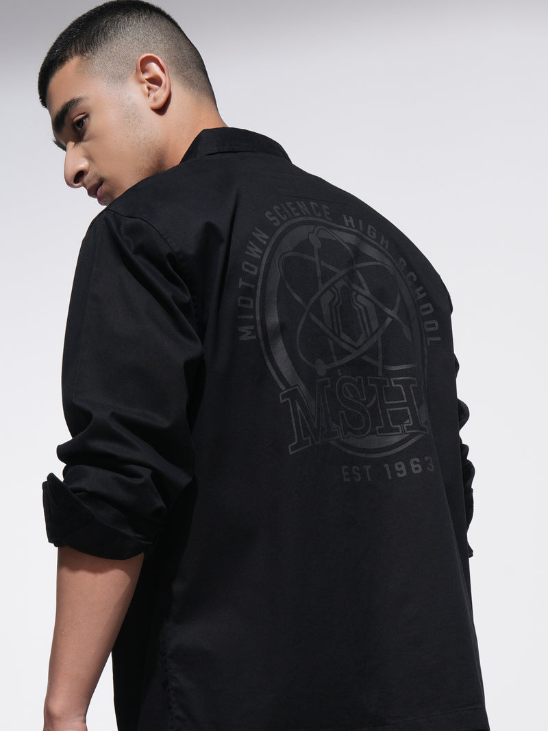 Marvel By Highlander Men Black Spider-Man Printed Oversized Fit Casual Shirt - Black - Image 1