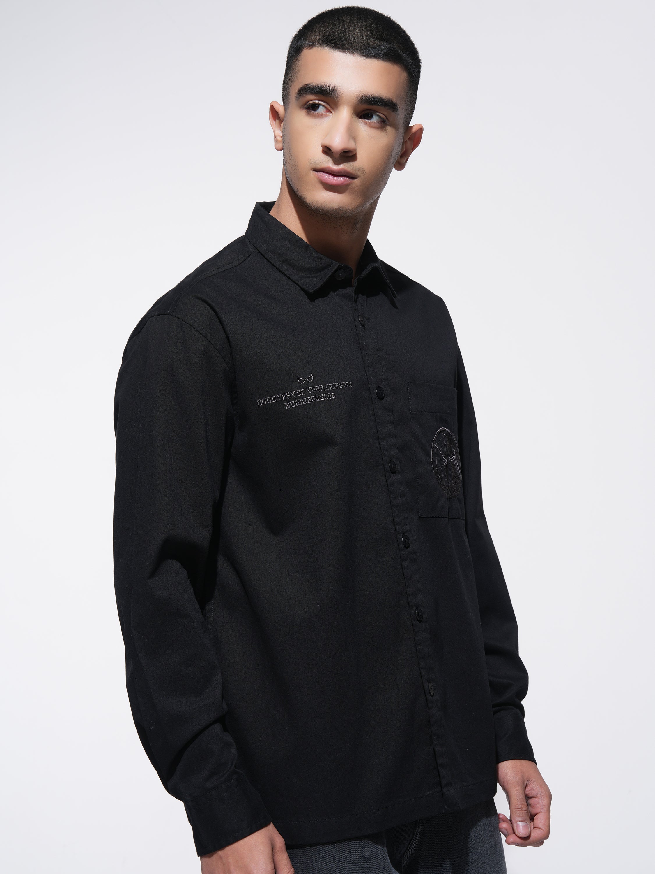 Marvel By Highlander Men Black Spider-Man Printed Oversized Fit Casual Shirt - Black - Image 6