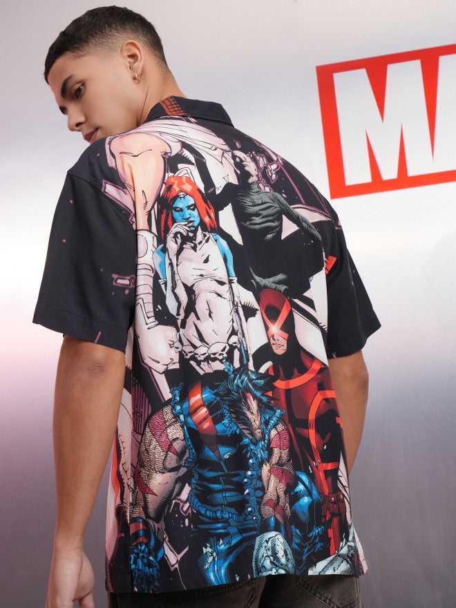 Marvel By Highlander Black X-Men Printed Relaxed Fit Casual Shirt - Black - Image 3